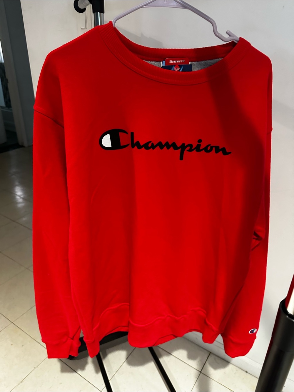 Champion Red Pullover with Script Logo